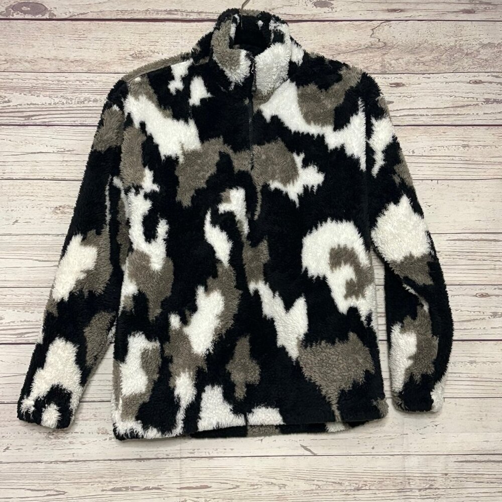 Eddie Bauer Fleece Calico Quarter Zip Pull Over Sweater Small